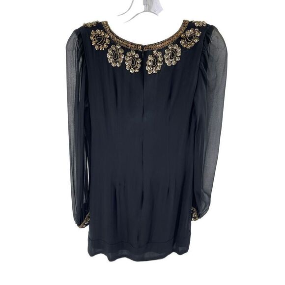 French Connection Women's Black Mini Dress With Beads Sequins Size 4 - Picture 4 of 15